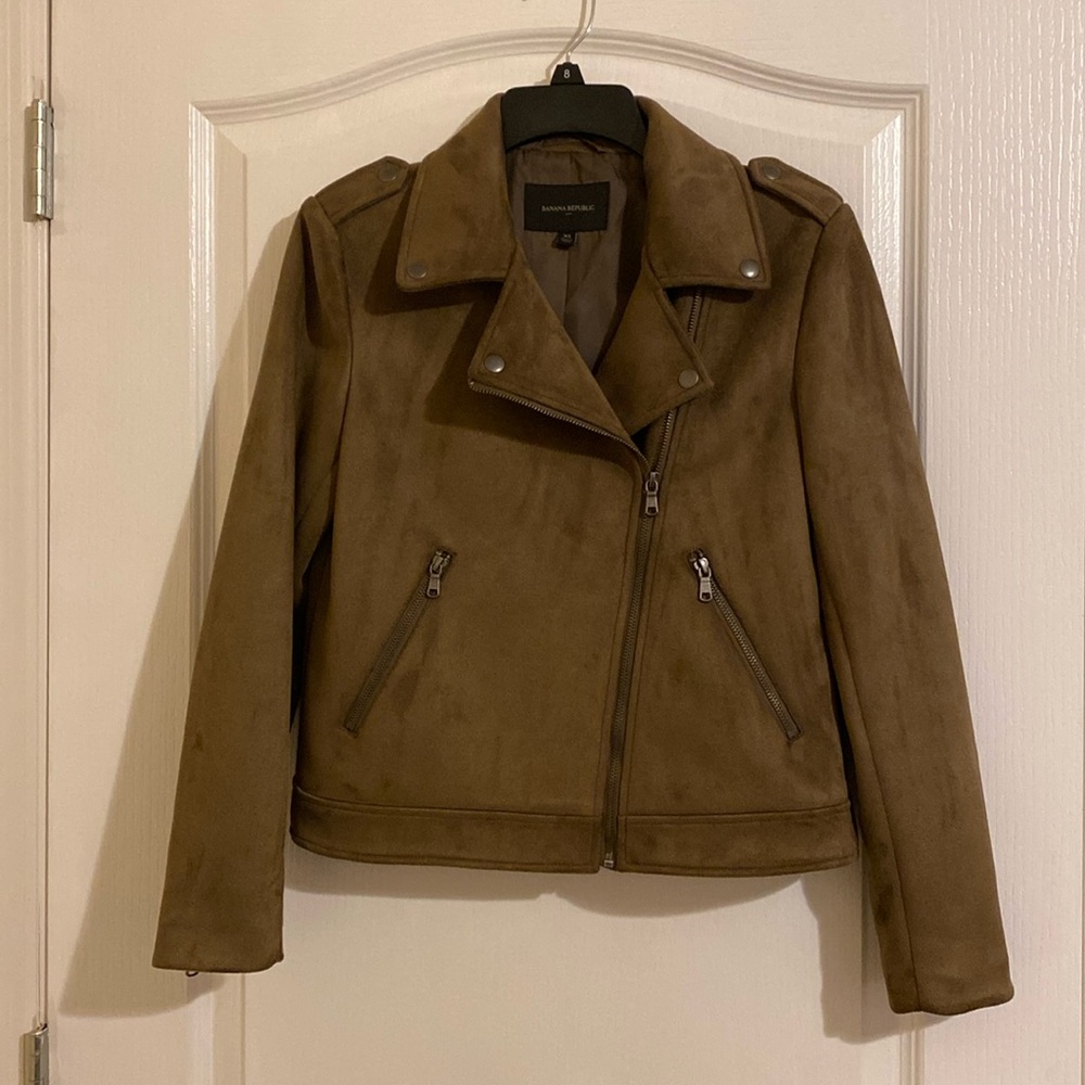 Banana Republic vegan faux suede biker moto jacket XS
